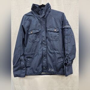 Horseware Ireland Women's Navy Blue Waxed Cotton Equestrian Field Coat Size 10